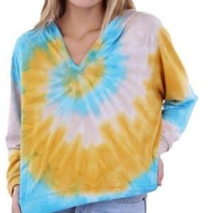 Anthro Maronie yellow & blue tie dyed hoodie